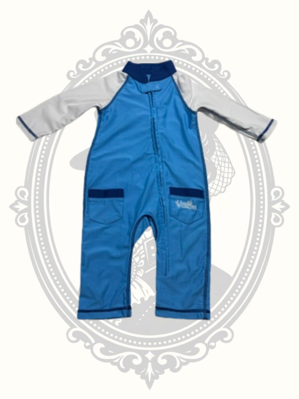 Voskinz UPF 50+ Baby Sun Suit One Piece Swimsuit Blue Gray 12–18M